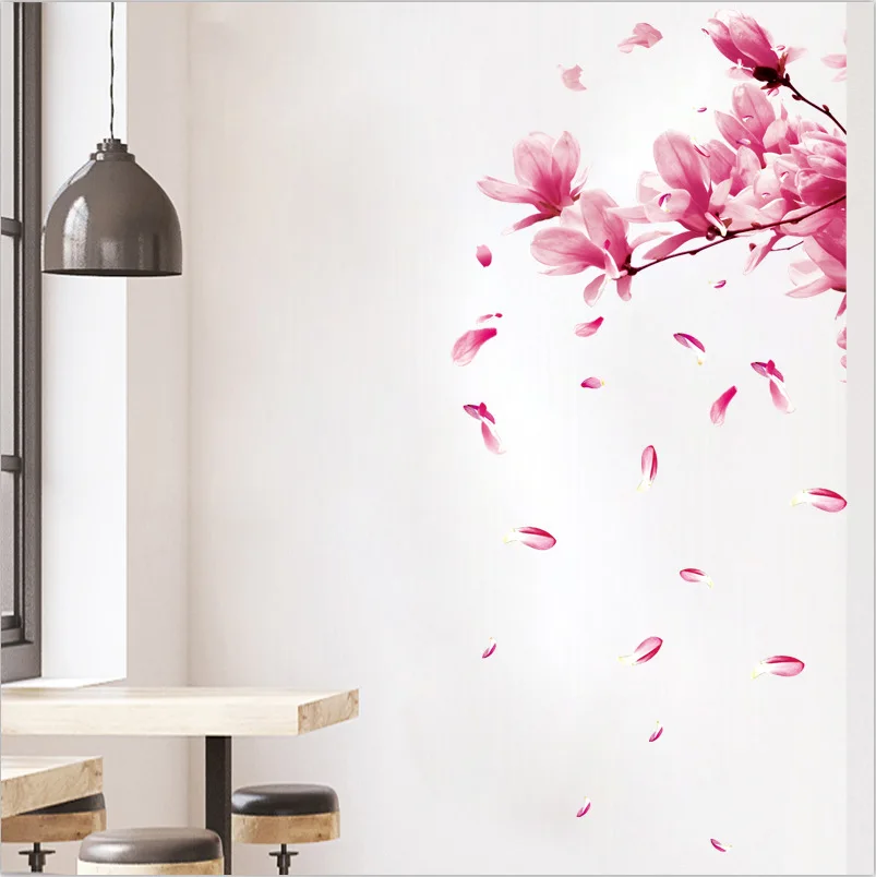 3D Pink Removable Peach Plum Cherry Blossom Flower Art Decal Wall Home Sticker Room Decor Graphic Flowers Petals Tree
