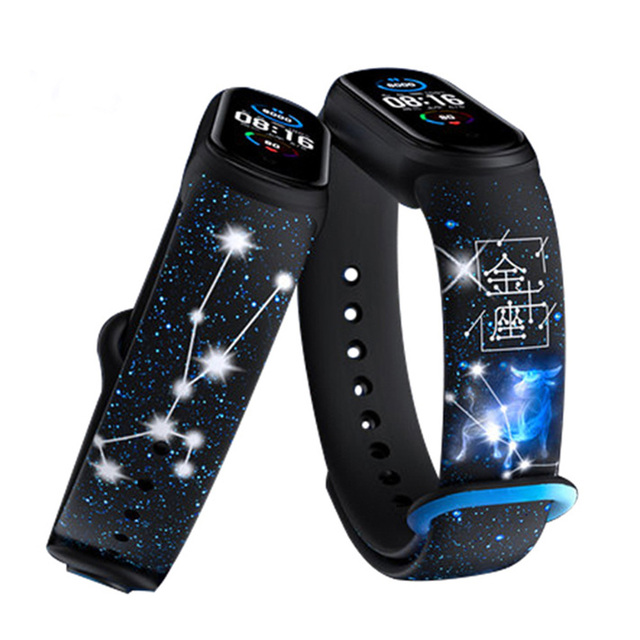 Starry Printed Strap for Xiaomi Mi Band 6 5 4 3 NFC Sport Wristband Silicone Bracelet Mi Watch Replacement Belt