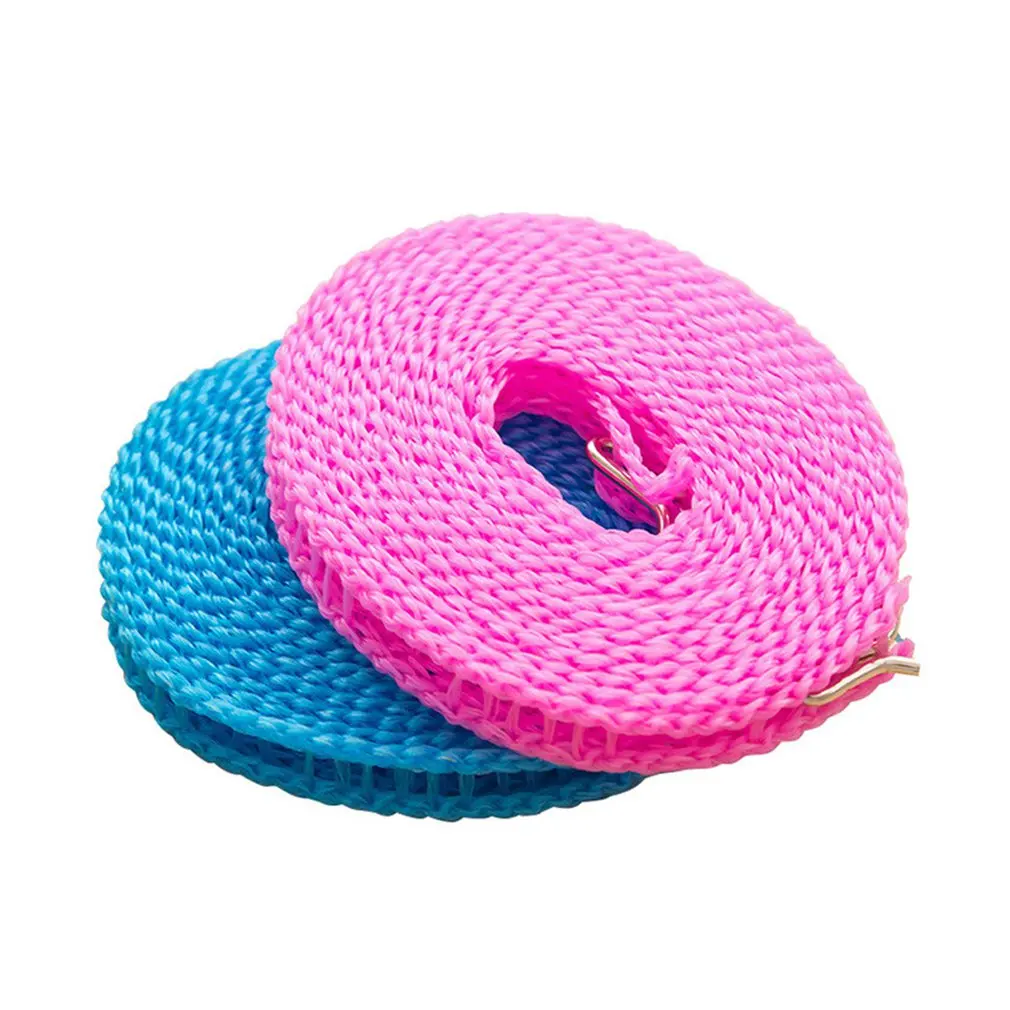 Non-slip Drying Clothes Hanger Rope Windproof Nylon Clothesline Washing Line With Metal Hook Laundry | Дом и сад