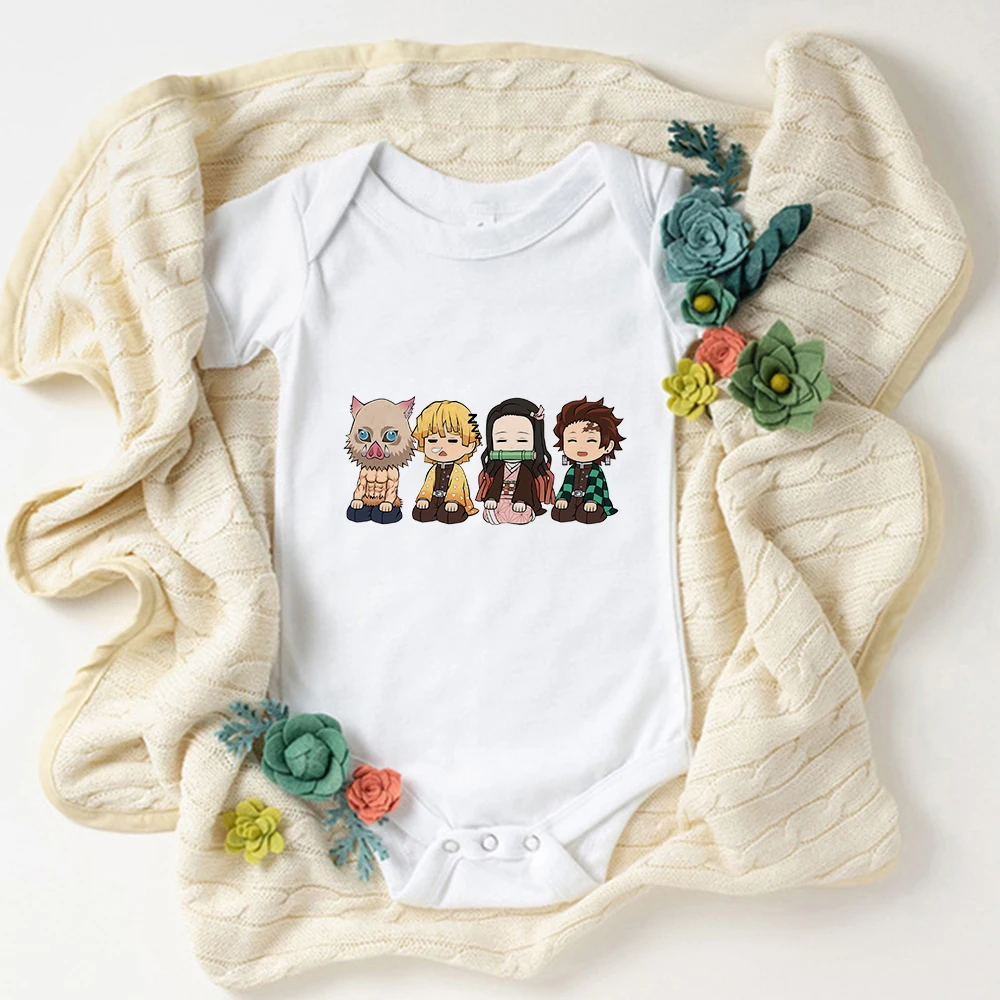 Baby Unisex Clothes Onesies Anime Demon Slayer Fashion 2022 Newborn Boy Bodysuit Cartoon Cute Infant Girl Clothes One-Pieces 5