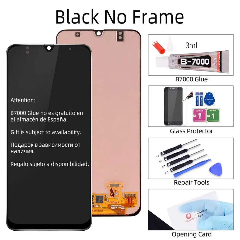 Супер AMOLED ЖК-дисплей для samsung GALAXY A30 A305/DS A305F A305FD A305A сенсорный экран дигитайзер в сборе для samsung A30 lcd - Цвет: Black No Frame