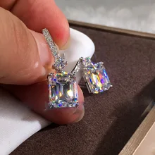 Korea Retro Square white zircon earring Elegant Temperament Simple Zircon Earrings jewelry Girl Party Ladies Earrings