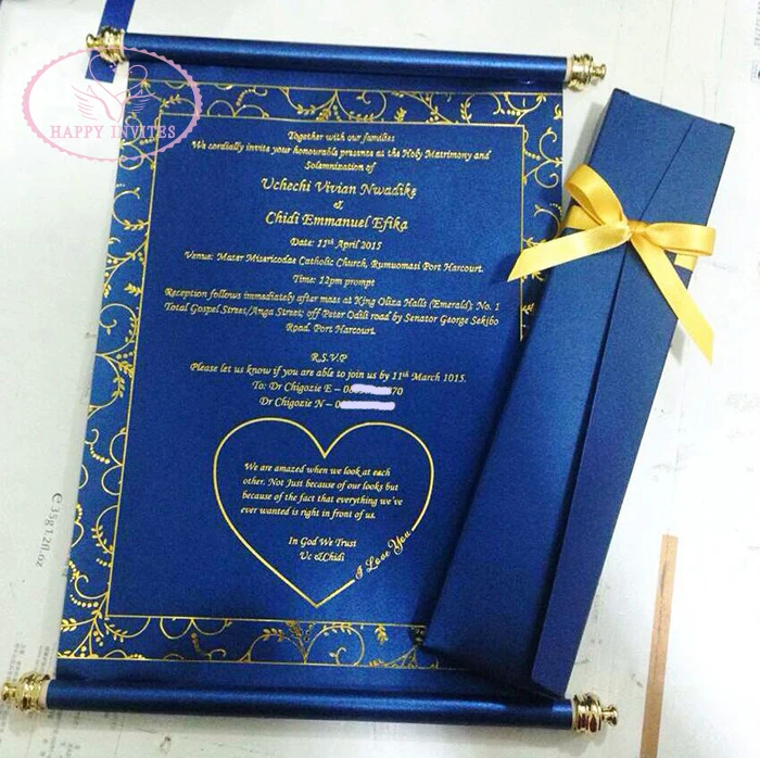 HI2051-16 Customized Royal Scroll Wedding Invitation with Box