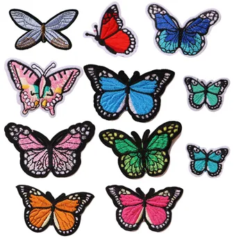 

3 Pcs Colorful butterfly icon Embroidered Iron on Patches for Clothing DIY Stripes Clothes Patchwork Stickers Custom Badges