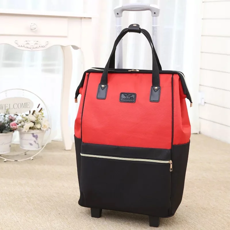 Популярный корейский вариант чемодан для багажа на колесиках дорожная нейлоновая сумка для женщин и мужчин большой портативный чемодан с колесиками Мода Valise - Color: Red