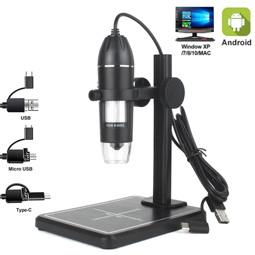 1600X 3 in 1 USB Digital Microscope Type-C Electronic Microscope Camera Zoom Magnifier Endoscope 8 LEDs for mobile phone repair waist measuring tape Measurement & Analysis Tools