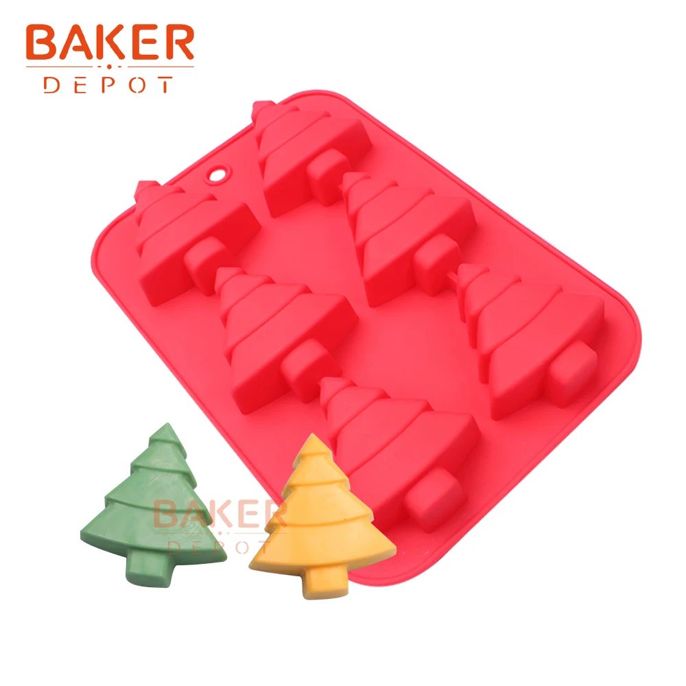 BAKER DEPOT Рождественская силиконовая форма для мыла Смола 6 форма для Выпечки Кондитерская выпечка инструмент Рождественская елка конфеты шоколадные торты форма