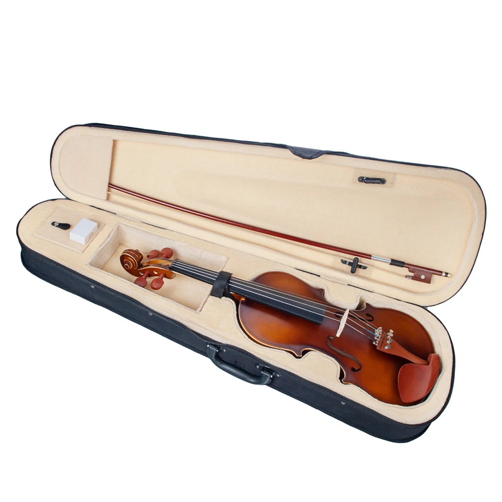 4/4 Size Solid Wood Acoustic Violin Fiddle with Storage Case Bow Rosin for Violinist Violin Players
