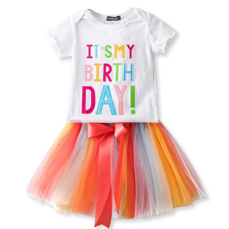 От 2 до 7 лет комплекты одежды для девочек г. Летняя Милая футболка принцессы с фламинго для девочек+ газовое платье комплект из 2 предметов, одежда для детей - Цвет: White 1
