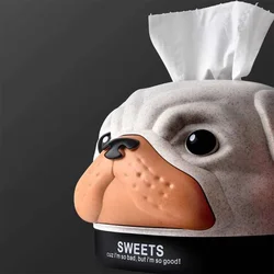 Cartoon Bulldog Tissue Box Desktop Paper HolderTowel Storage Puppy Napkin Case Organizer Ornament Wet Wipes Dustproof Storage Bo