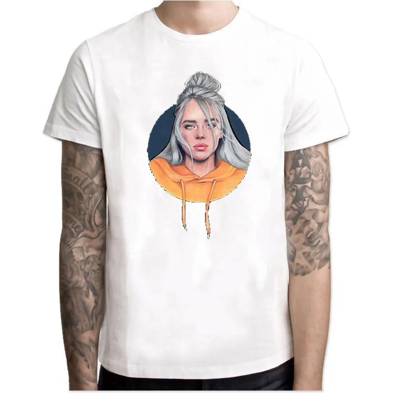 Billie Eilish уличная Harajuku модная забавная Мужская футболка с принтом винтажная