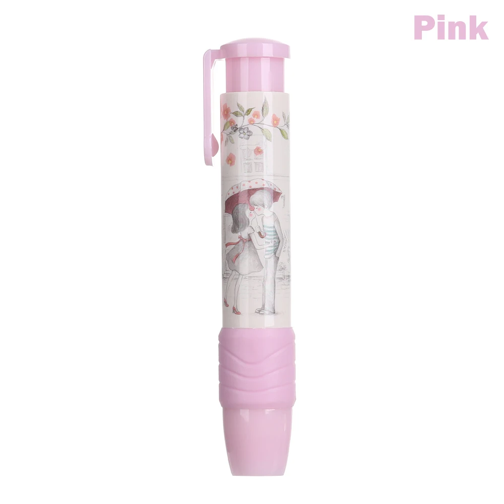 pink 1pc Creative Pen Shape Eraser Rubber Stationery Gift Pen Type Eraser Combined Cute Eraser Student Gift School Office Supplies - Цвет: pink