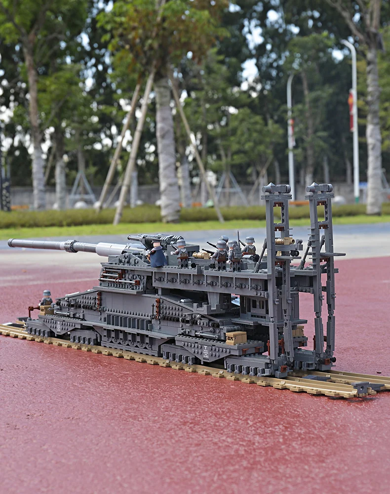 3846pcs Military Heavy Gustav/Dora 80cm Cannon E Railway GUN army Building Blocks Tank Soldier Bricks Toys
