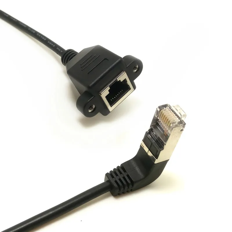

0.3M-1.5M Down Angle 90 Degree 8P8C FTP STP UTP Cat 5e Lan RJ45 Male to Female Network Extension Cable