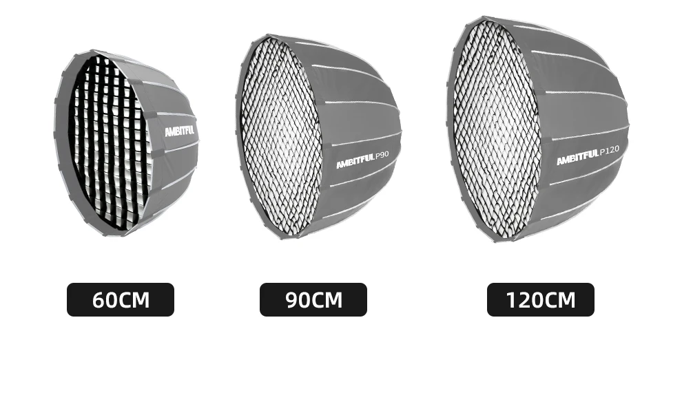 60cm 70cm 90cm 120cm Deep Parabolic Softbox Honeycomb Grid for Godox QR-P70/QR-P
