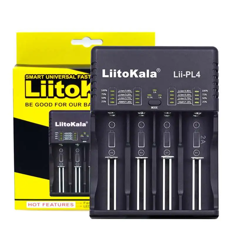 

Liitokala PL4 LED Indicator Intelligent Rapid Ni-MH / Li-fe / Li-ion / IMR Battery Charger 4Slots EU 26650 21700 18650 14500