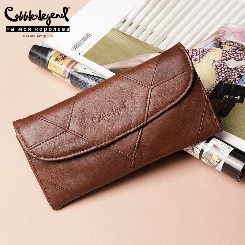 Cobbler Legend Diamonds Patchwork Genuine Leather Wallet Birthday Gift For Woman Purse female Designers Brand Woman Wallet money