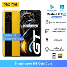 Realme GT 5G NFC Smartphones Android 11 6.43 " Super AMOLED Snapdragon 888 Octa Core  Mobile Phones 4500mAh 64MP AI Triple Cam