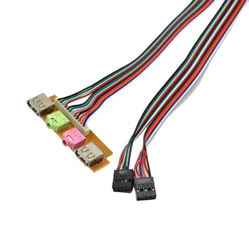 

2 USB 2.0 PC Computer Case Front Panel USB Audio Jacks Port Desktop PC USB Extension Wire for Microphone Earphone Cable Cord