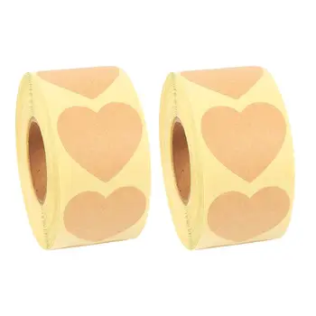 

2Rolls Stickers Good Quality Kraft Paper Heart Shape DIY Sticker Packing Label Self-Adhesive Sticker for Packaging Envelope Gift
