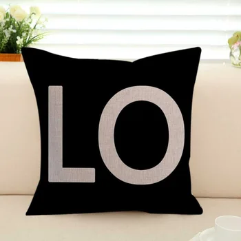 

1Pcs Love Letters Cotton Linen Throw Pillow Cushion Comfortable Sofa Pillow Car Home Decoration 43x43cm