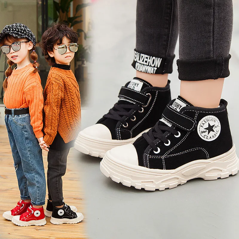 

Children Fashion plus Velvet Warm Martin Boots Canvas Low-Top Girls' Short Boots 2019 Autumn And Winter New Style Korean-style L