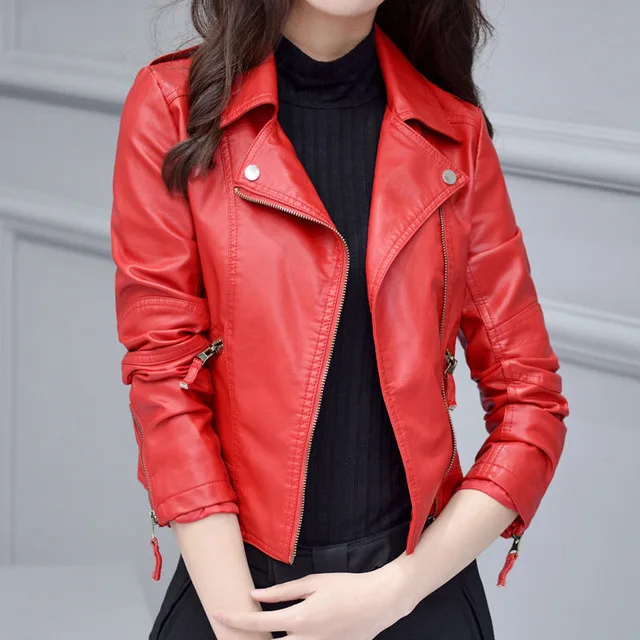 

Autumn new pink jacket Women Short PU Leather Jacket Fashion Bomber Jacket Women Outwear Coat Motorcycle jacket Female
