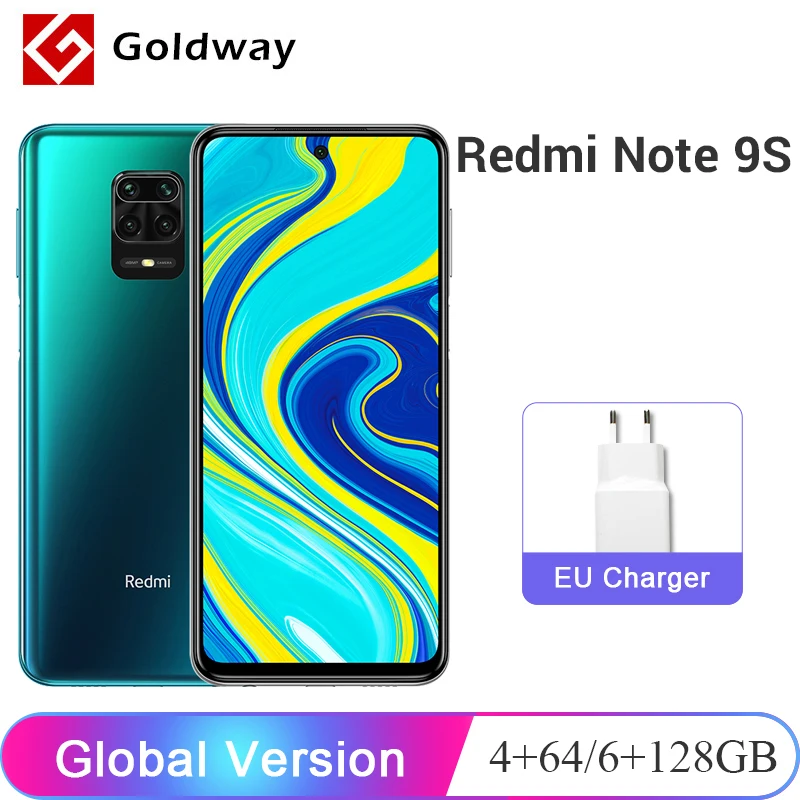 Глобальная версия Xiaomi Redmi Note 9S 9 S 4 ГБ 64 / 6 128 Смартфон Snapdragon 720G Восьмиядерный 48Мп AI