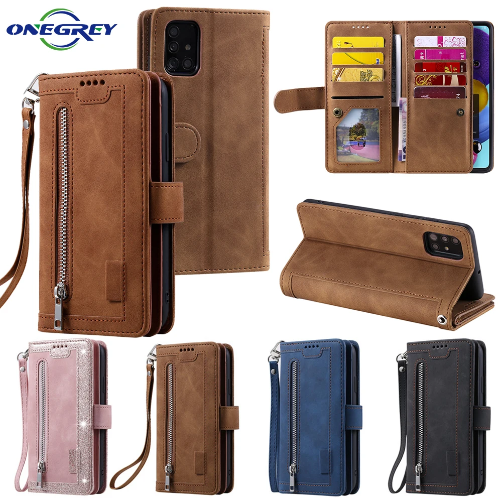 Чехол-книжка на молнии для Samsung Galaxy S21 S20 FE S10 S9 S8 Plus A52 A72 A12 A22 A82 A32 A51 A71 A41 A50 A40 A30