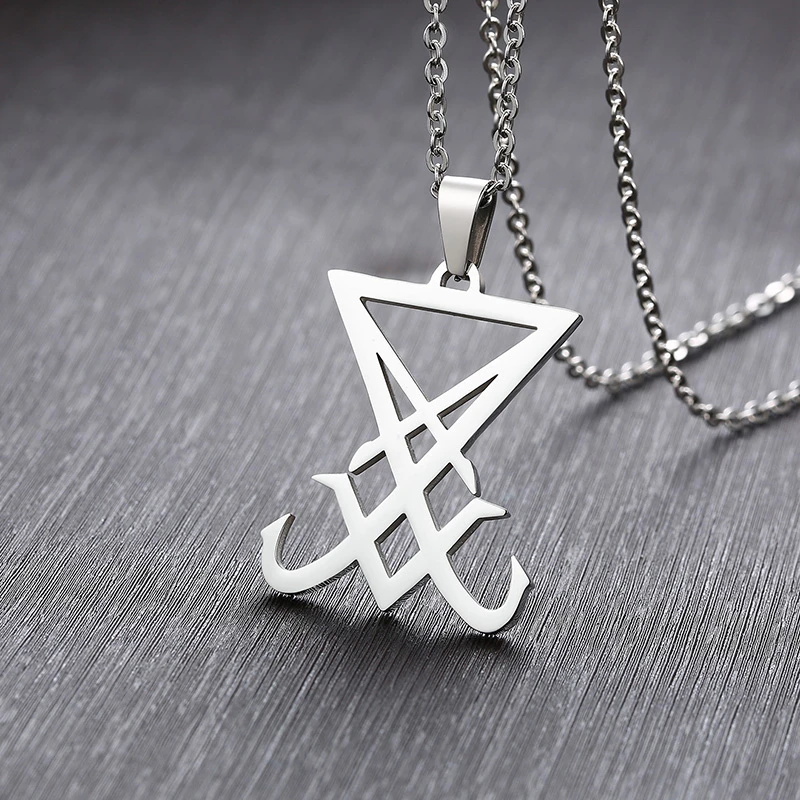 Серебряный sigil Of Lucifer кулон сатанинский символ Нержавеющая сталь Для мужчин ожерелье печатка из ожерелье с подвеской сатана эмблема амулет ювелирные изделия