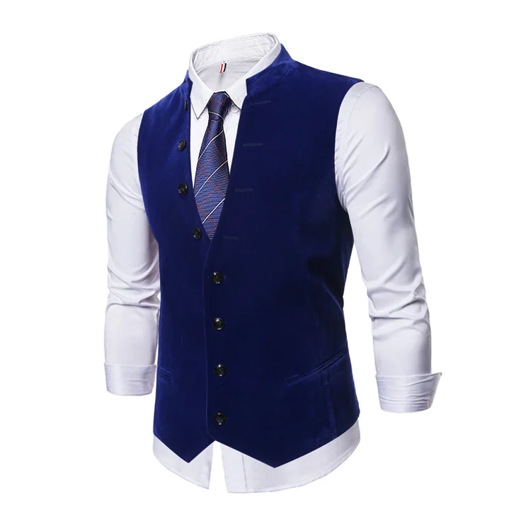 

Electricity Supplier Men'S Wear Autumn Henry Collar Vest Men Ouma Buttons Decoration Casual Vest Coat