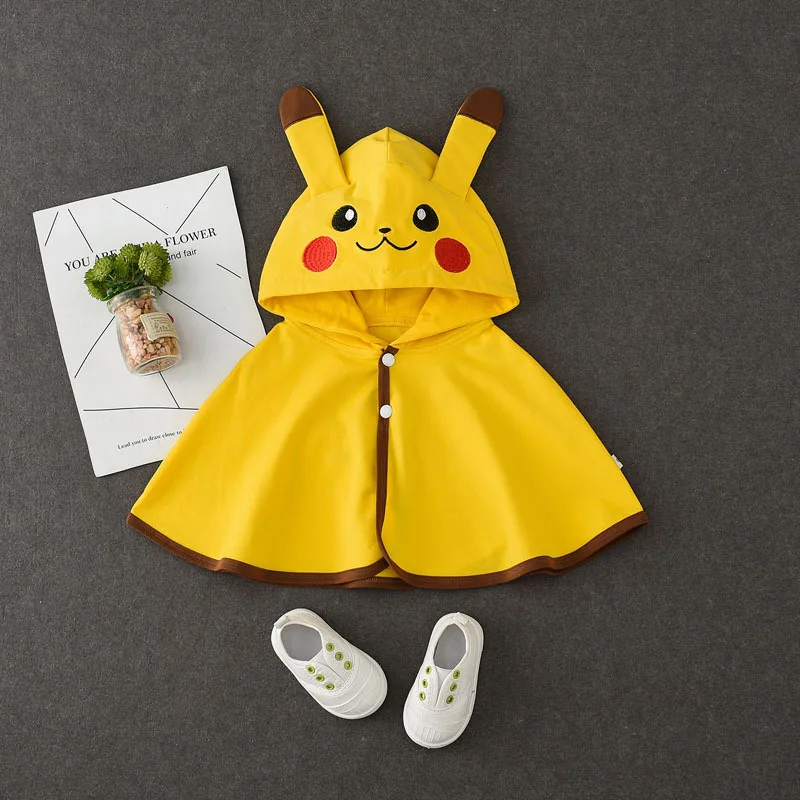 Pikachu Плащ с капюшоном для маленьких мальчиков; куртка-накидка для малышей; милая ветровка со слоном; детская верхняя одежда; зимнее пальто для маленьких девочек; детские куртки - Цвет: Pikachu