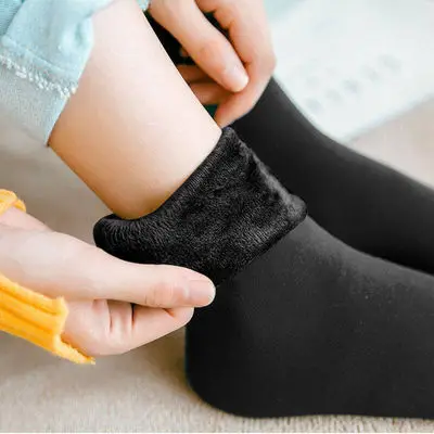Теплые носки для женщин и мужчин; утепленные теплые шерстяные кашемировые зимние носки; унисекс; зимнее бесшовное бархатное сапоги; носки для сна