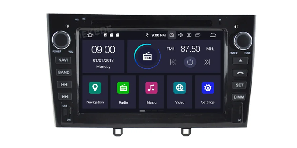 Perfect MEKEDE 7 inch 1024*600 8 Core Android 9.0 4G RAM 64GROM Multimedia Car dvd Player For Peugeot 308 408 with wifi radio GPS BT RDS 8