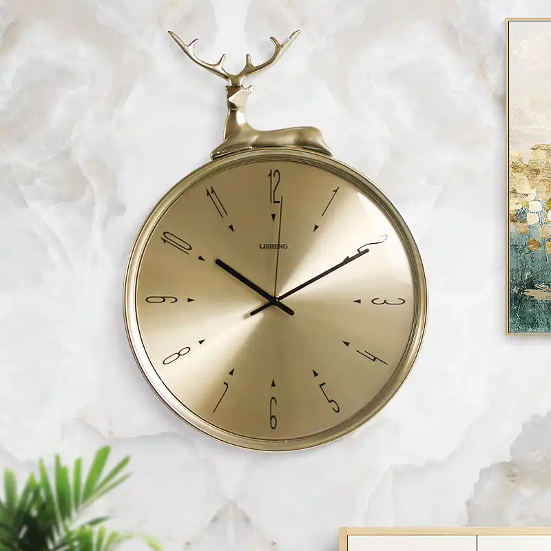 Nordic Wall Clock Metal Modern Large Clocks Wall Home Decor Bedroom Luxury Fawn Gold Wall Mirror Orologio Da Parete Loft Sc290 Wall Clocks Aliexpress