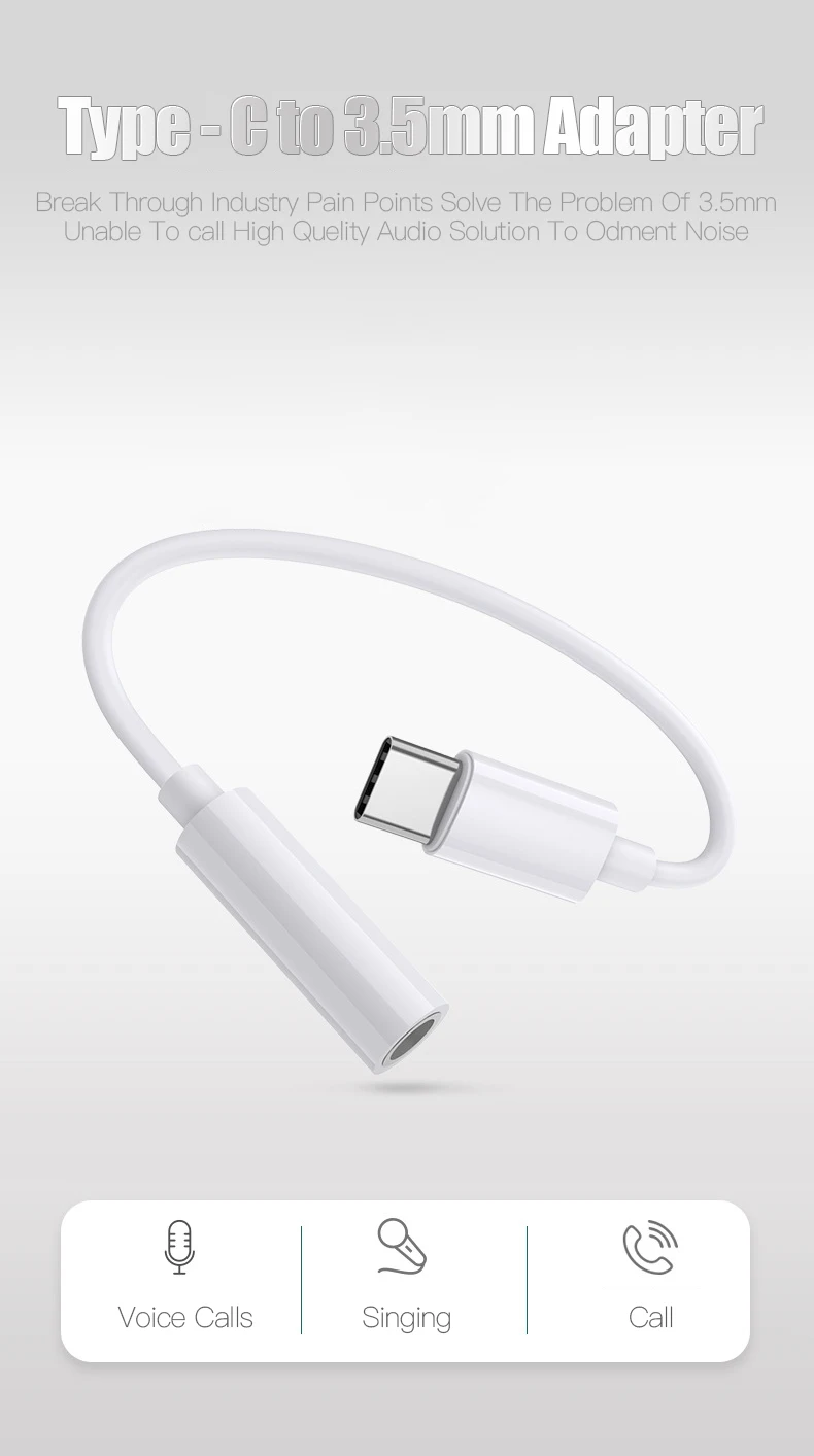 Type C 3.5mm Aux Adapter Usb C To 3.5MM Headphone Jack Adapter Audio Cable for Samsung Note 10 Plus Xiaomi Google Pixel 3 OPPO