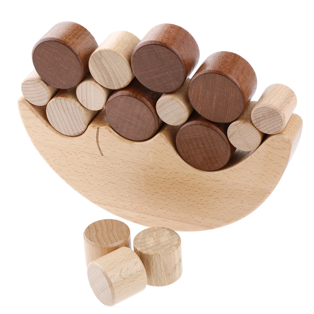 Balance Moon Wooden Stacking Blocks Balancing Game Children Early Learning Play Activity, Parent-child Game, Fine Motor Skills