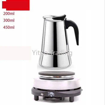 

Moka Pot Electric Stove Moka Coffee Pot Stainless Steel Aluminum Moka Pot Home Brew Coffee 2/4/6/9 Servings 304 Stainless Steel