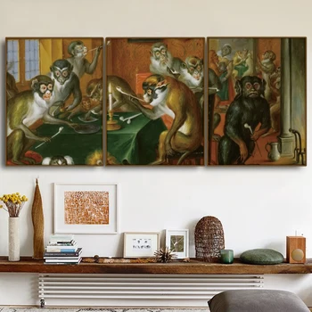 

Smoking Room and Monkey Wall Picture Poster Print Canvas Painting Calligraphy Decor for Living Room Bedroom Home Decor Frameless