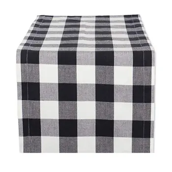 

Plaid Table Cloth Runner Black Red Lace rectangular Plaid Christmas Xmas Decoration for Home New Year Home Decoration