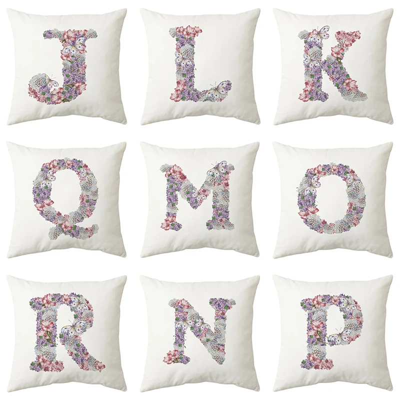 

Creative Purple Butterfly Letter Throw Pillow Case Polyester Sofa Waist Cushion Cover For Home Bedroom Chair Decor
