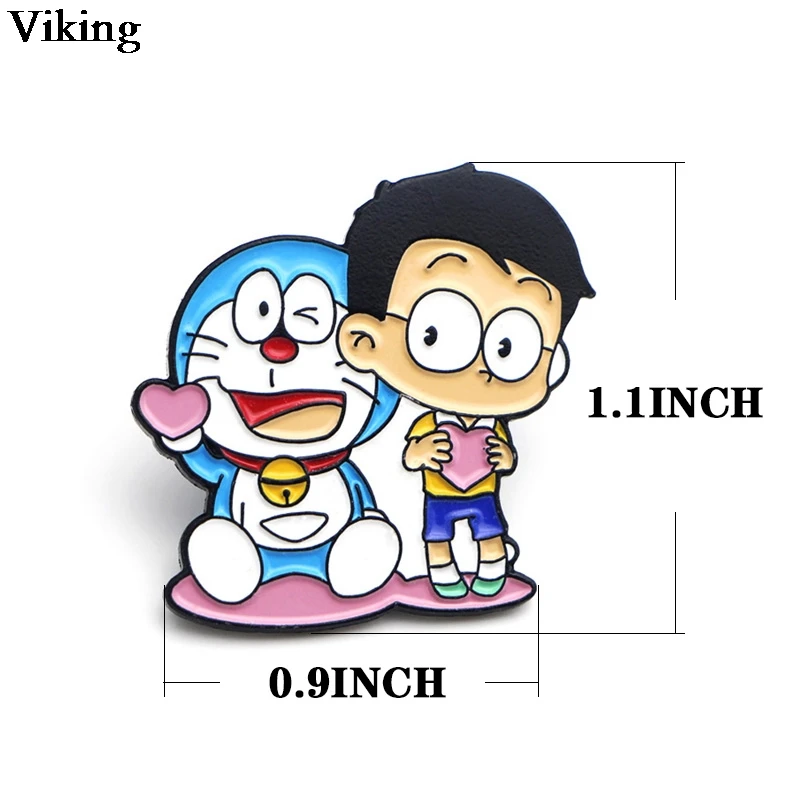 1 шт. Doraemon Симпатичные Значки эмаль броши мультфильм булавки металлический рюкзак с нашивками Одежда булавки броши для женщин мужчин детей G0372