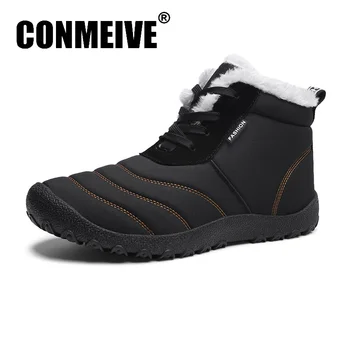 

Men Boots Anti-Skidding Winter Lace-up Shoes Men Popular Comfy Spring Autumn Men Shoes Short Plush Snow Boots Durable Outsole