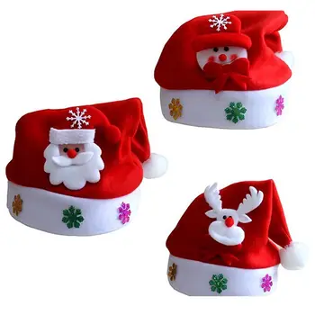 

Hot Sell 2019 Kids Adults Family LED Christmas Hat Xmas Gifts Santa Claus Reindeer Snowman Cap Unisex Cartoon Hat Three Styles