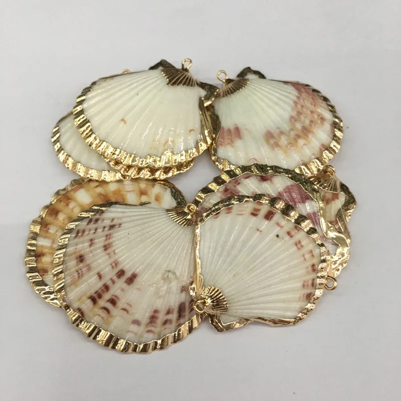 

5Pcs/Lot Natural shell Fan shape Pendants Charms Necklace pendant for Jewelry Making DIY Bracelet Necklaces Accessories 40x48mm