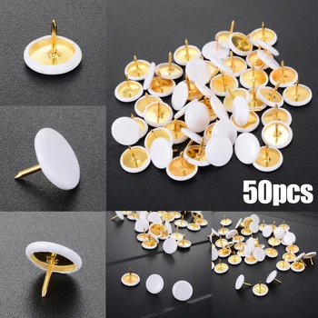 

50pcs Thumbtacks Office Supplies White Round Push Pin For Scene Poster Notice Board Cork Board Paper Office School Supplies