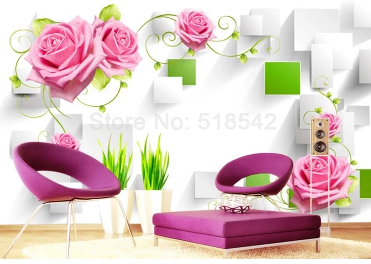 Пользовательские 3D фото обои настенные фрески вьющийся стебель розы с цветами 3D ТВ фон настенная живопись Гостиная художественное