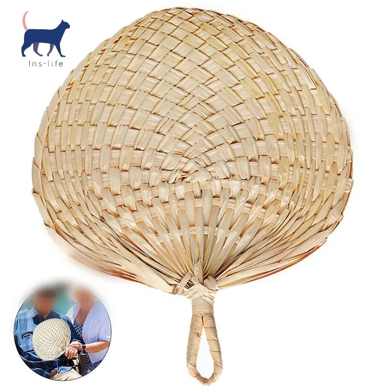 

Hand Made Fan Peach Shaped Bamboo Fan Summer Cool Air Fan Summer Manual Straw Hand Fans Palm Leaf Baby Mosquito Repellent Fan