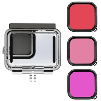 

Waterproof Case + 3 Filters for Go Pro Hero 9 Accessories Diving Housing Cover Protective Shell for Gopro9 Black