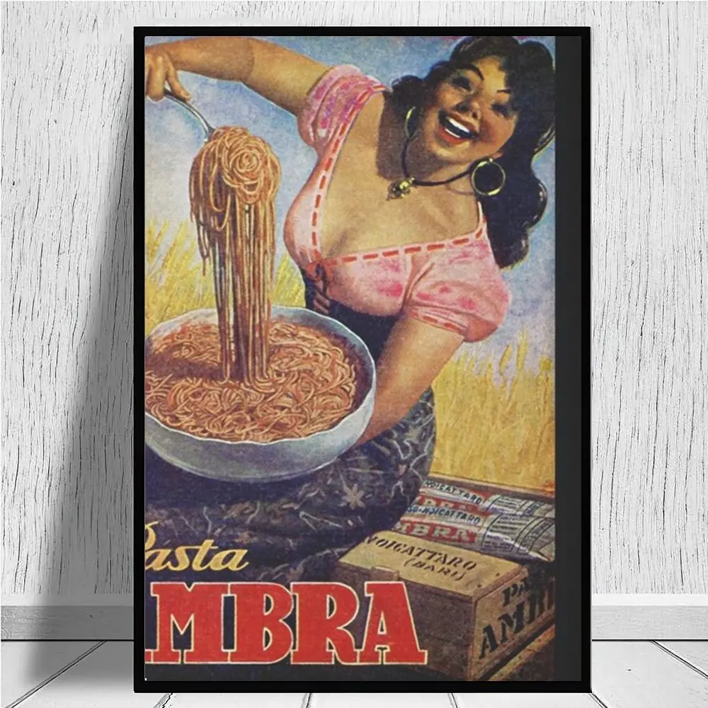 

Vintage Italian Pasta Poster Food Art Italy canvas prints Painting On Canvas Posters Prints Cuadros Home Decor Bedroom